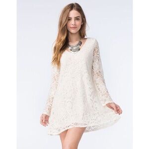 Socialite Ivory Lace Bell Sleeve Swing Dress XS